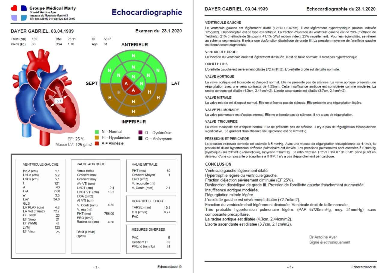 Rapport logiciel d'échocardiographie Echocardiobot